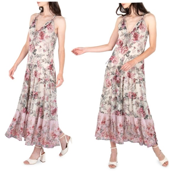 SECRET Mission Emmeline Romantic Floral Boho Chic Maxi Dress NEW Size Small NEW - Picture 7 of 13